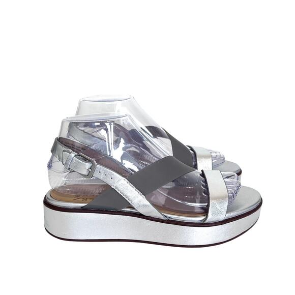 Naturalizer Comfort Platform Womens Sandals Size 7M Silver Leather Open Toe - Picture 1 of 10